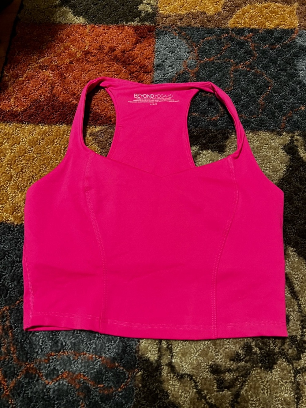 NWOT Beyond Yoga Bright Pink Racerback Cropped Tank size large